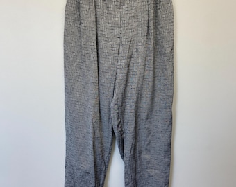 Retro 80er Jahre American Bottom Silber hoch taillierte Frontfalte strukturierte Hose klein