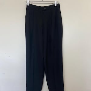 Pantaloni neri plissettati Evan Picone retrò anni '80, pantaloni larghi medi