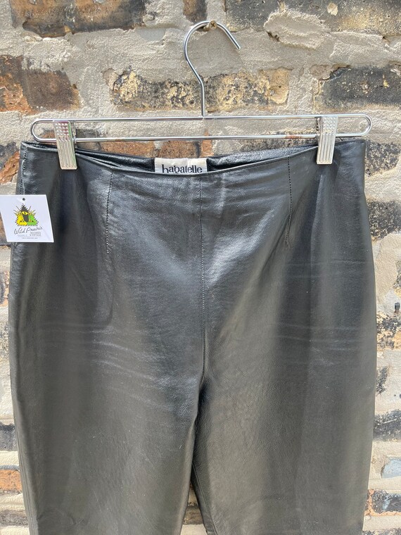 Retro 90s Bagatelle Black Leather Pants Tapered Leg H… - Gem
