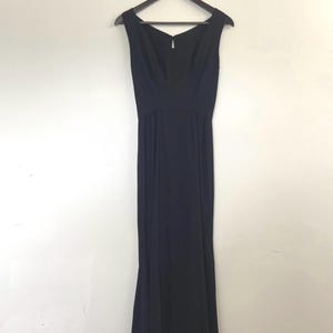 Vintage 60er Jahre Lee Claire Langes Schwarzes Ärmelloses Bodenlanges Mermaid Kleid Small