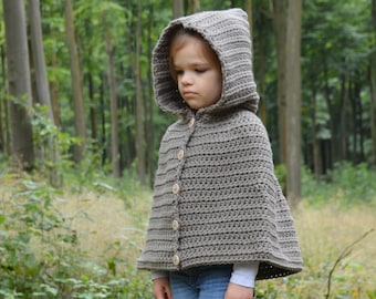 HÄKELANLEITUNG - The Wildwood Cape (1/2, 3/4, 5/7, 8/10, 11/13, 14/16, S/M, L/XL) - Häkelcape Häkelmütze - Sofort pdf Download