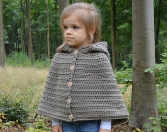 HÄKELANLEITUNG - The Wildwood Cape (1/2, 3/4, 5/7, 8/10, 11/13, 14/16, S/M, L/XL) - Häkelcape Häkelmütze - Sofort pdf Download