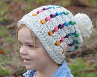 CROCHET PATTERN - The Jewel Slouchy (Toddler, Child, Teen, Adult sizes) - crochet hat pattern crochet slouchy beanie - Instant PDF Download