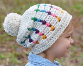 CROCHET PATTERN - The Jewel Slouchy (Toddler, Child, Teen, Adult sizes) - crochet hat pattern crochet slouchy beanie - Instant PDF Download