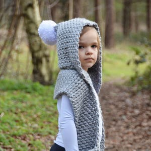 CROCHET PATTERN- The Snowdrift Hooded Scarf (Toddler, Child, Teen, Adult sizes) -crochet hood pattern crochet scarf -Instant PDF Download