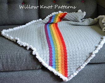 CROCHET PATTERN- The Rainstorm Blanket (Stroller, Cot, Single, Double, Queen sizes)- crochet blanket pattern afghan-Instant PDF Download