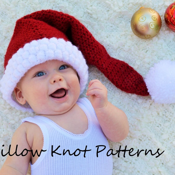 CROCHET PATTERN - The Yuletide Santa Hat (Baby, Toddler, Child, Teen, Adult sizes)-crochet santa hat pattern christmas -Instant PDF Download