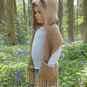 CROCHET PATTERN The Bramble Bear Hooded Scarf Toddler, Child, Teen, Adult sizes crochet hood pattern crochet scarf Instant PDF Download image 3