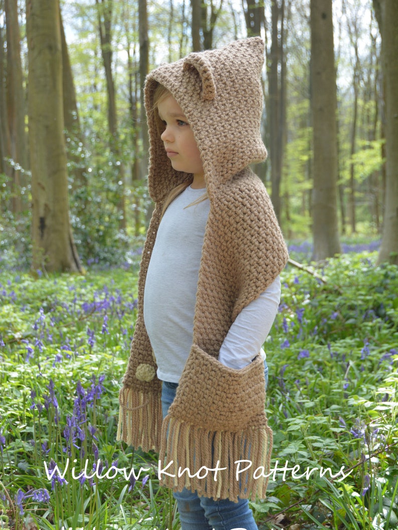 CROCHET PATTERN The Bramble Bear Hooded Scarf Toddler, Child, Teen, Adult sizes crochet hood pattern crochet scarf Instant PDF Download image 3