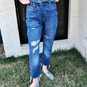 Vintage mum jeans / Ralph Lauren / High waisted / Dark blue denim / Size small