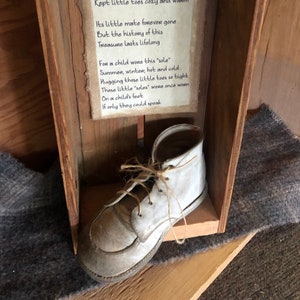 The Lost Sole Vintage Baby Shoe Vintage Wood Box Sweet Poem image 1