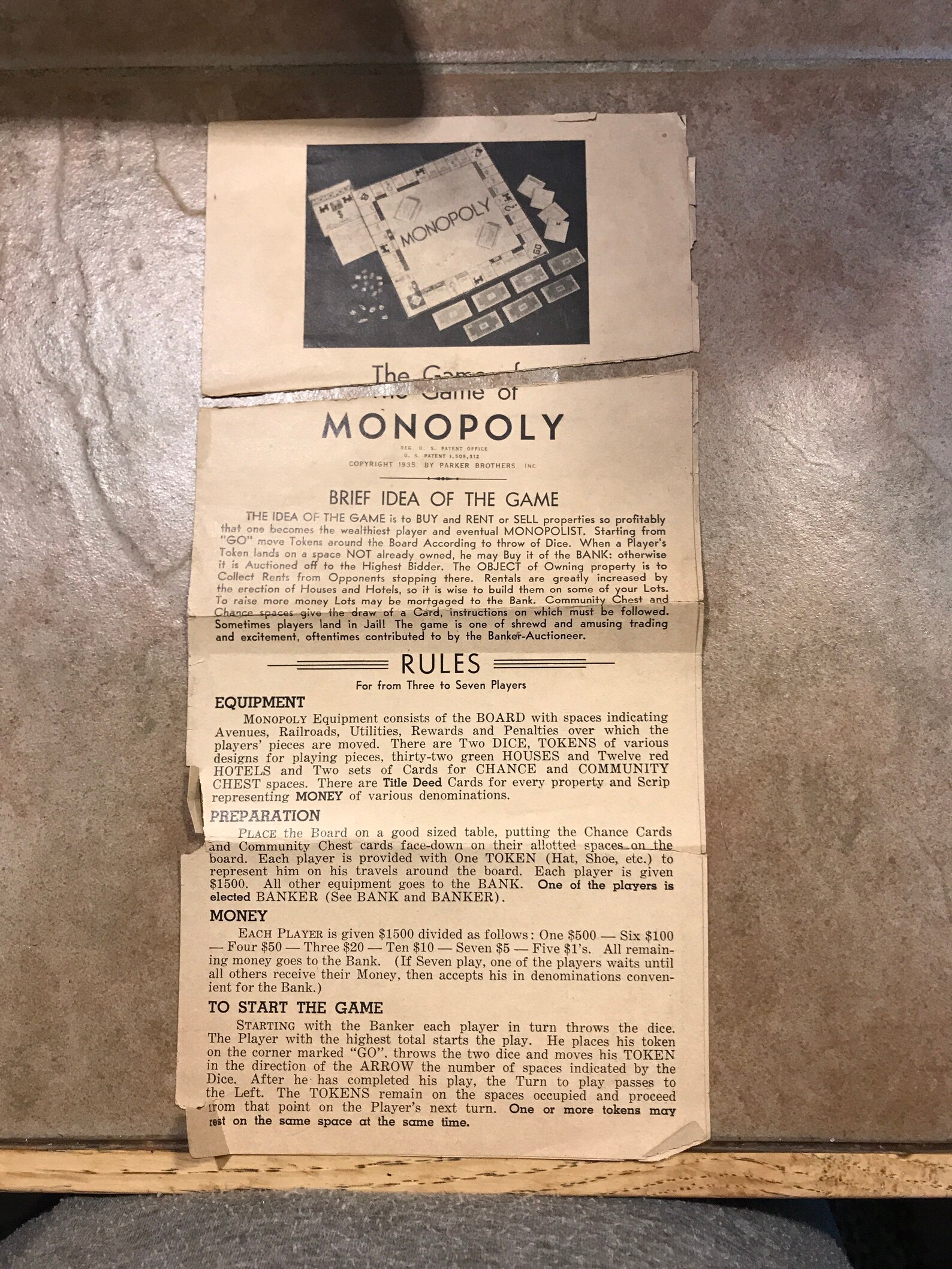 1935 Rules For Monopoly Etsy
