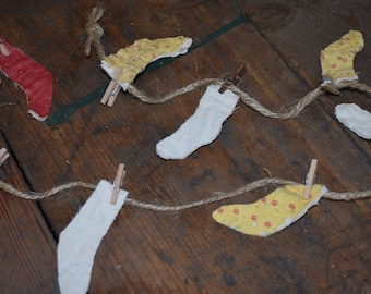 Miniature Vintage Quilted Stocking Garland