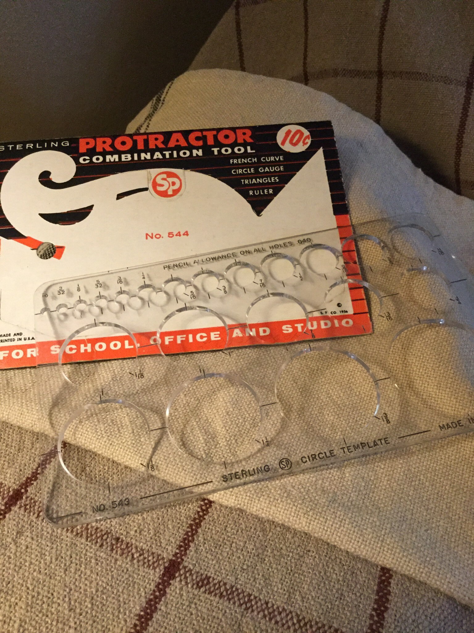 NEW Vtg Sterling 544 Plastic Protractor French Curve Ruler Circle Gauges Tool