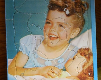 Vintage Built Rite StayNPlace Puzzle, Little Girl and Doll 1950's