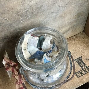 Vintage Pint Ball Canning Jar with bail, filled with vintage quilt snippets image 2