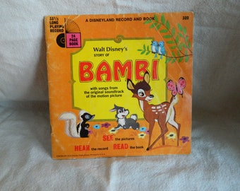 Vintage Disneyland Record and Book of Bambi, missing the record.