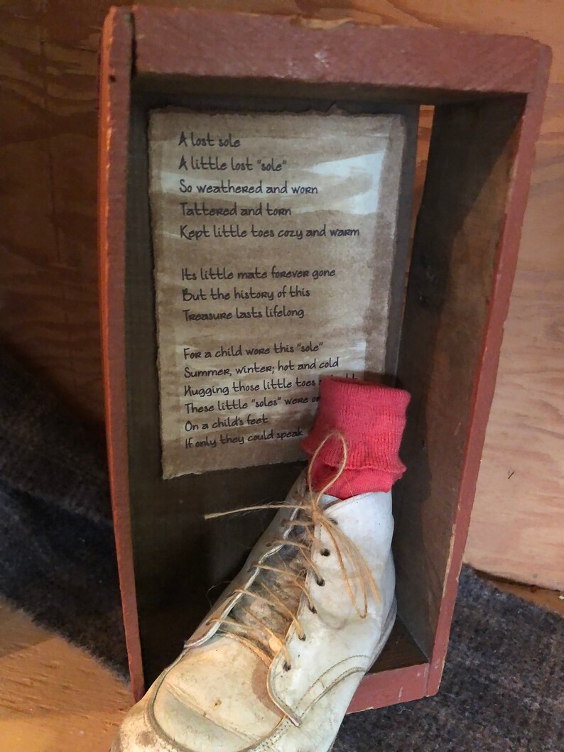 The Lost Sole Vintage Baby Shoe Vintage Wood Box Sweet Poem image 4