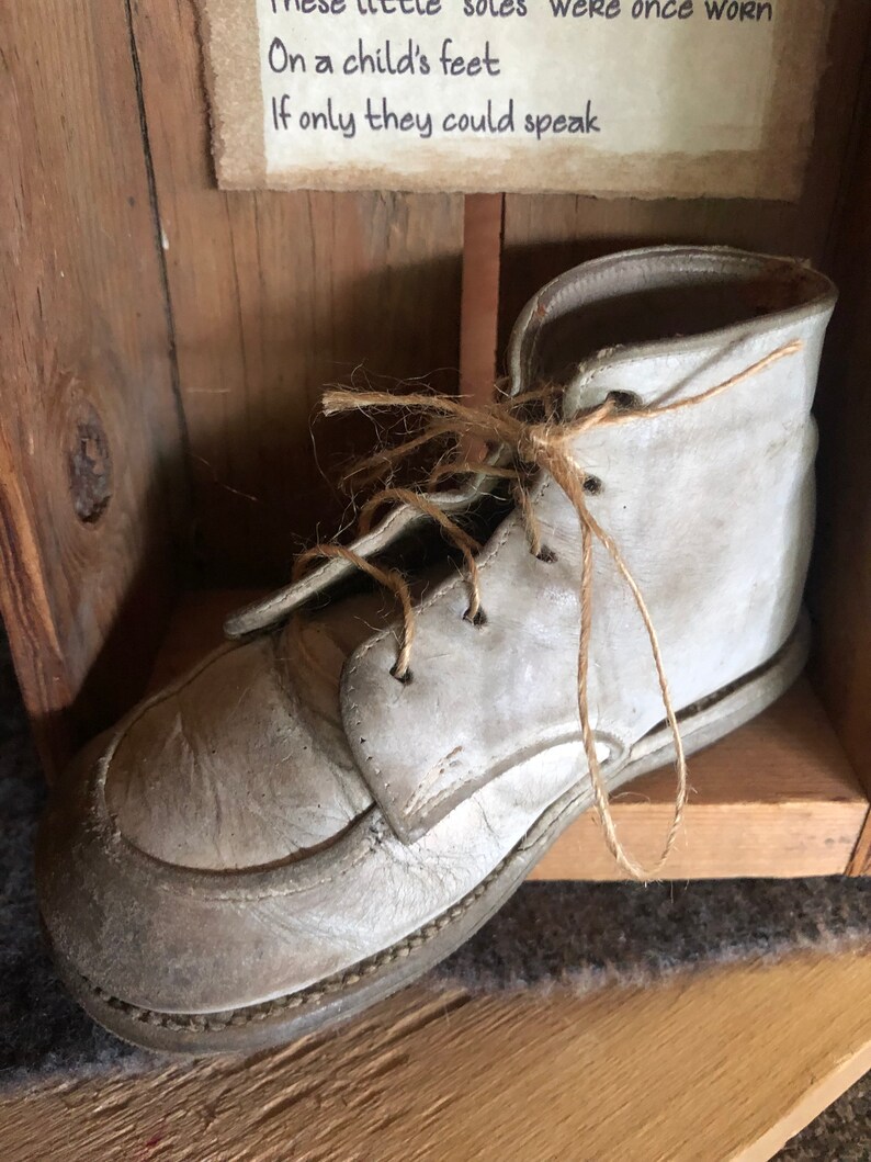 The Lost Sole Vintage Baby Shoe Vintage Wood Box Sweet Poem White