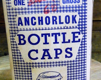 Vintage Bottle Caps:  1950's Box of Anchorlok Bottle Caps or Home Use Brand Bottle Caps