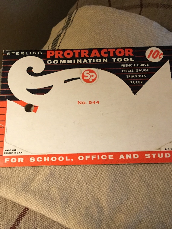 NEW Vtg Sterling 544 Plastic Protractor French Curve Ruler Circle Gauges Tool