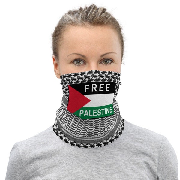 Free Palestine Flag Keffiyeh Palestinian Washable Face Mask Neck Gaiter | Arab Scarf Pattern Shemagh Protester Black and White