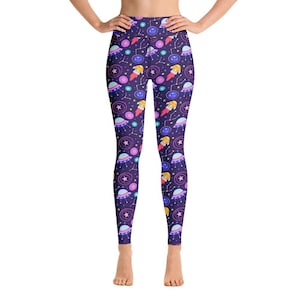 Spaceships Space Navy Yoga Leggings XS-6XL Capri Yoga, Full Yoga and Plus Yoga Leggings