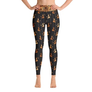 Witchy Woman Yoga Leggings | Copper & Black Witch, Skulls Halloween Gothic