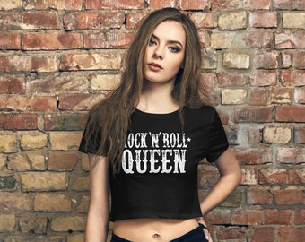 Rock N' Roll Queen Crop Top T-shirt - Women’s Crop Tee - Sizes XS/SM - M/L Rock and Roll, Queen, Queen Bee, Music Queen