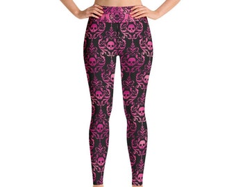 Gothic Skulls Hot Pink Yoga Leggings
