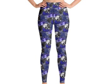 Gothic Debutante Skulls & Flowers Yoga Leggings