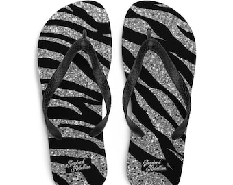 Zebra Glitter Slippers | Rock and Roll Sandalen Glitter Design, Niet echte Glitter