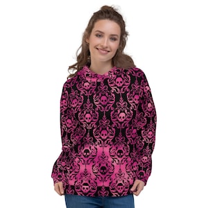Gothic Skulls Hot Pink Unisex Hoodie XS-3XL