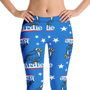 Birdie Bernie Sanders Blue Leggings in Capri, Leggings, Yoga Pants & Plus Size (Sizes XS - 6XL) Bernie Sanders for President Election 2020