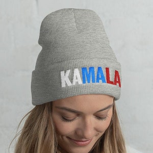 Kamala Harris For President Embroidered Knit Hat Cuffed Beanie | Election 2024 Campaign Cap