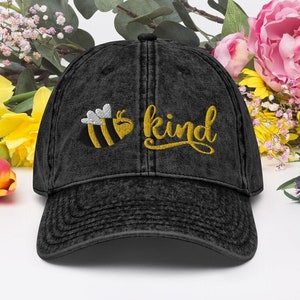 Bee Kind Geborduurd Vintage Katoen Twill Cap | Wees vriendelijk