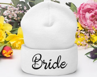 Braut Beanie bestickt | Brauthut Verheiratete Frau