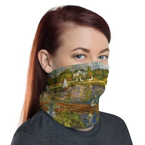 Fine Art Washable Face Mask Neck Gaiter | Renoir - Boating on The Seine Impressionism