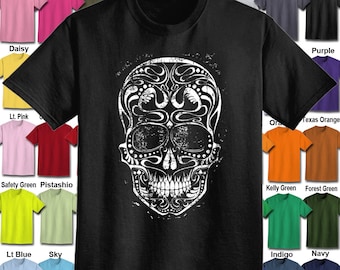 Sugar Skull T-Shirt - Adult Unisex - We carry sizes S - 5XL in 30 Colors!