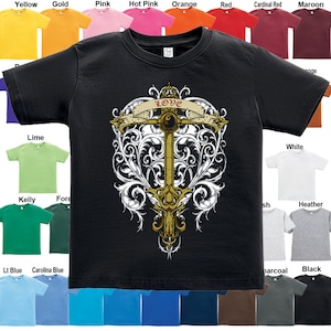 Cross over Sacred Heart Love T-Shirt - Boys / Girls / Infant / Toddler / Youth sizes