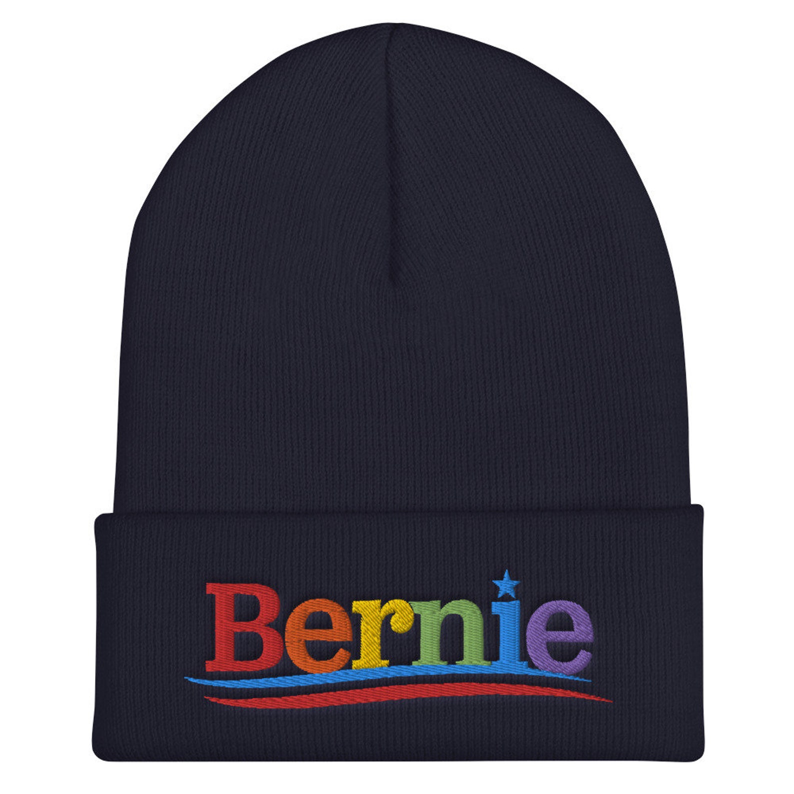 Bernie Gay Pride Rainbow Embroidered Cuffed Beanie Knit Hat | Bernie ...