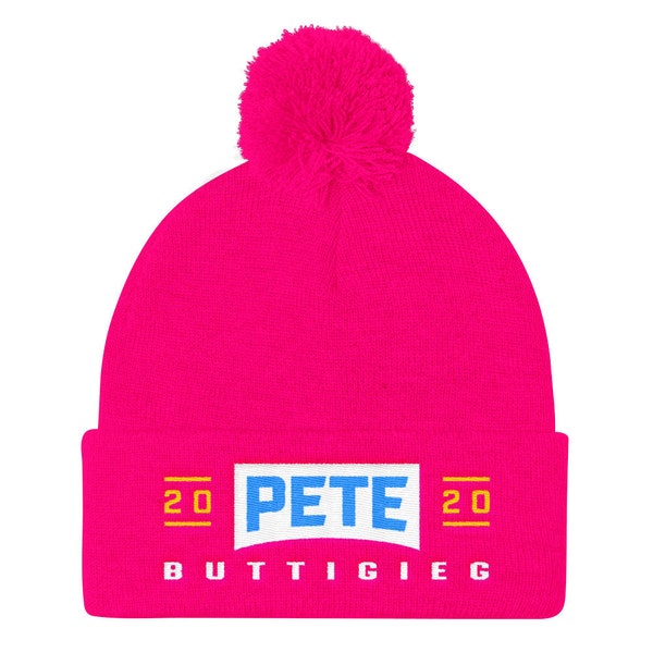 Pete Buttigieg 2020 Embroidered Pom Pom Knit Cap | Pete Buttigieg for President Hat