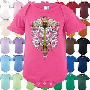 Cross over Sacred Heart Love Bodysuit / One-piece - Boys / Girls / Infant