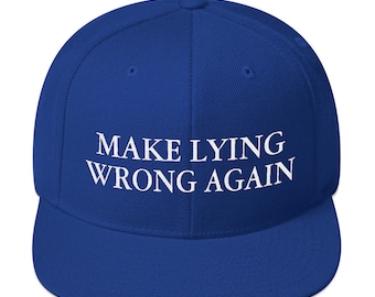 Make Lying Wrong Again Bestickte Snapback Mütze | Lustige Maga Mütze Trump 2020 Anti-Trump, Make America Great Again, Make America Funny Again