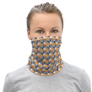 Cat Heads Washable Face Mask Neck Gaiter | Orange, Gray and Blue