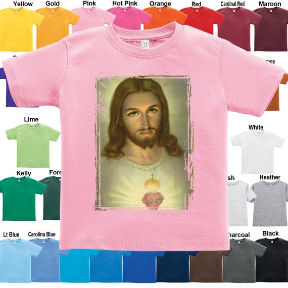 T-Shirt Sacro Cuore di Gesù Cristo Taglie Bambino / Bambino | Etsy Italia