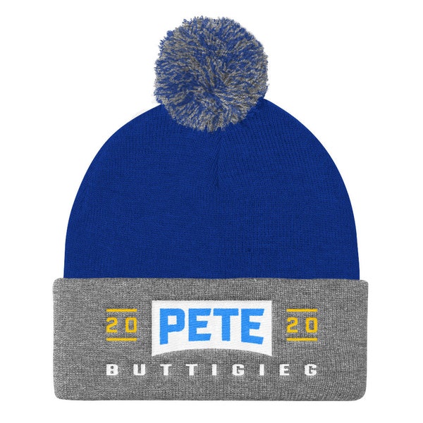 Pete Buttigieg 2020 Embroidered Pom Pom Knit Cap | Pete Buttigieg for President Hat