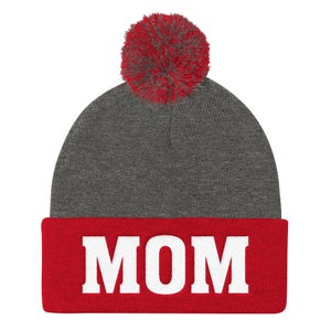 Mom Embroidered Hat Pom Pom Knit Cap | Mother&#39;s Day New Mom Gift