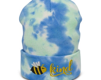 Czapka dzianinowa Bee Kind z haftem tie-dye | Be Kind