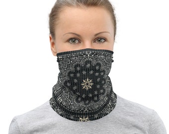 Bandanna Design Washable Face Mask Neck Gaiter | Black